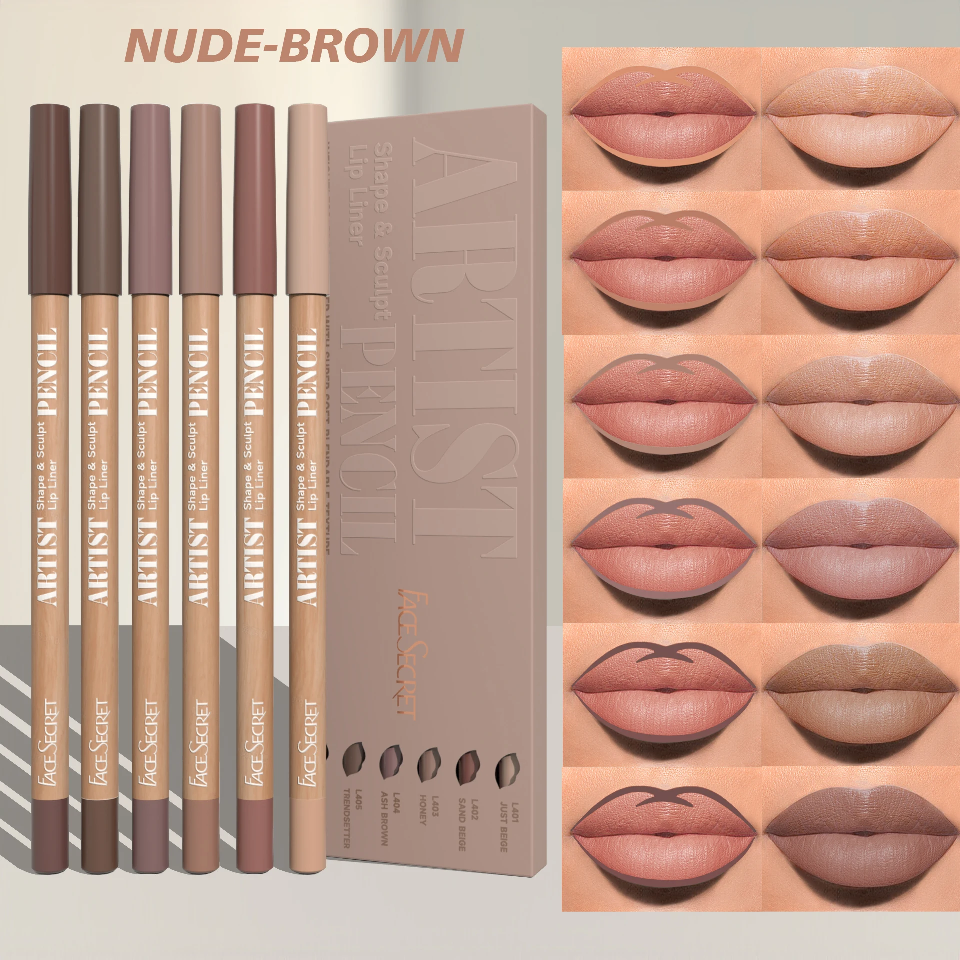 6 pezzi penna per labbra 6 colori impermeabile e resistente al sudore non facile da sbiadire tazza antiaderente set di matite per rossetto nudo