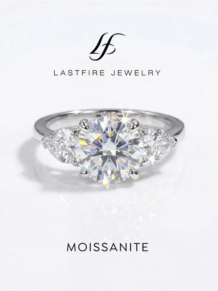 

Модные кольца с крупным муассанитом 3 карата для женщин, с двойным сердцем из циркона, из стерлингового серебра 925 пробы, ювелирные изделия для помолвки и на каждый день