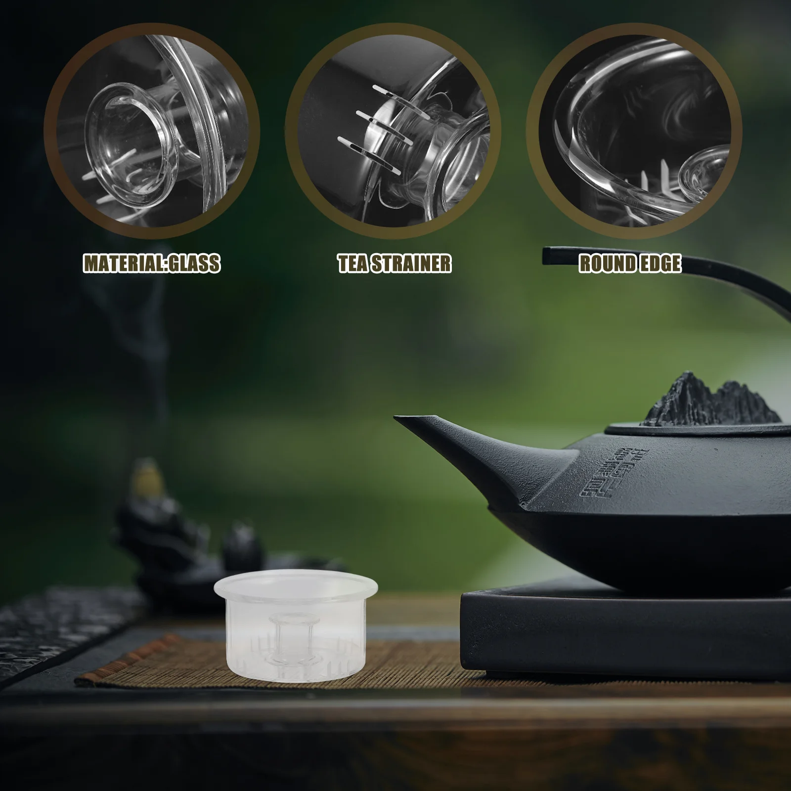 

Detachable Glass Tea Infuser Lid Removable Basket for Loose Leaf Tea Brewing Steeper Mug Replacement Filter Spice Infuser