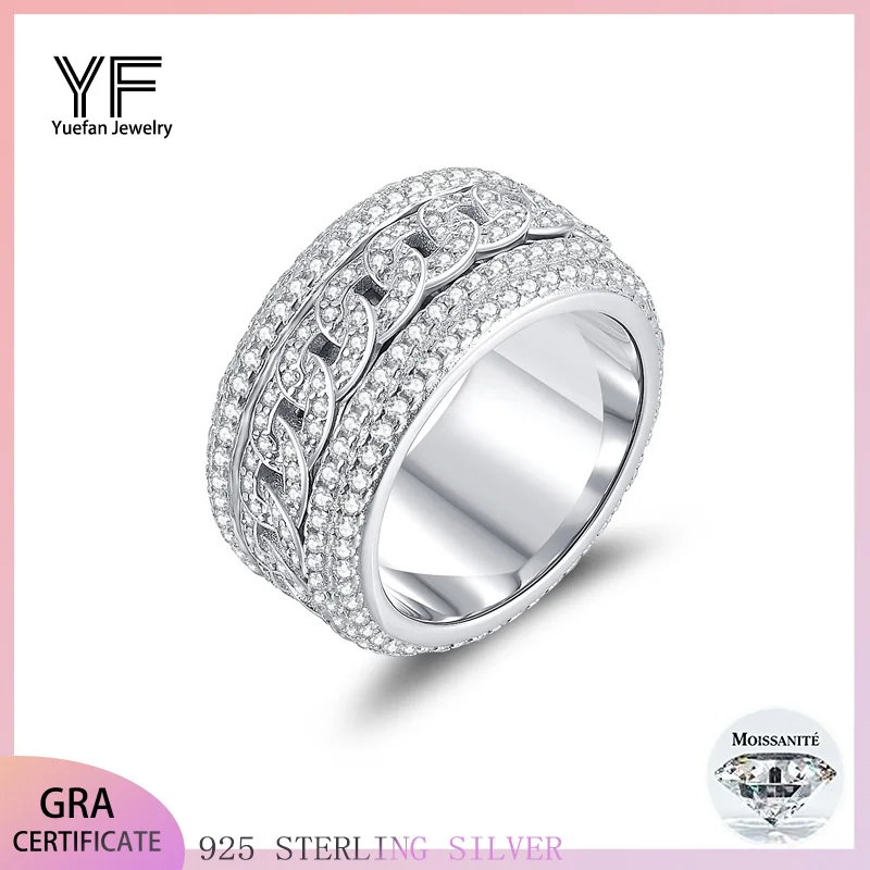

Hop Style Jewelry Personalized Rings 925 Silver Moissanite Cool Ring Hiphop Rotable D VVS1 Certified Hip Valentine's Day Gift