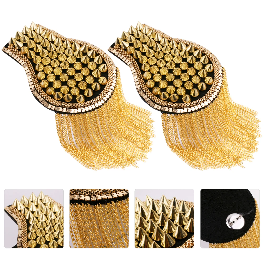 

Fringe Epaulet Shoulder Harness Costume Accessories Tassel Suit Stage Jewelry Pads Riveted Light Durable Simple Design Gift For