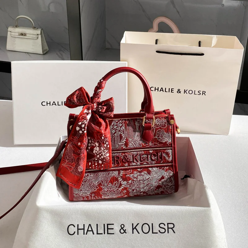 

Сумка-тоут в китайском стиле с тяжелой вышивкой, высококачественная красная свадебная сумка для торжеств