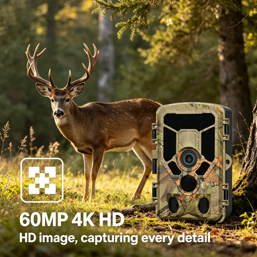 Infrared Night Vision Camera Wifi App Connection Viewing 6000W Pixels 4K High-Definition Images Ip66 Waterproof Suitable for Security Monitoring and Observing Wildlife