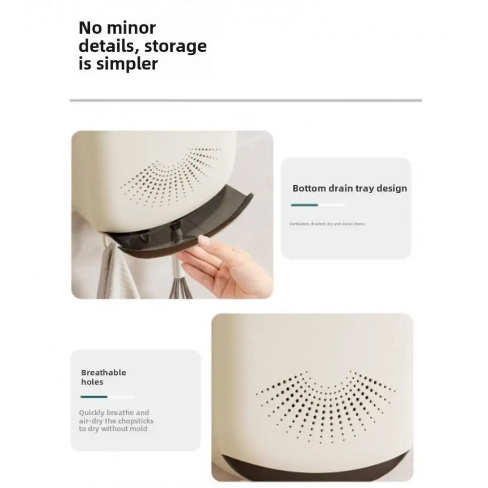 Punch-free Wall-mounted Chopstick Cage Draining Ventilated Chopstick Storage Box Space-Saving Good Load-bearing