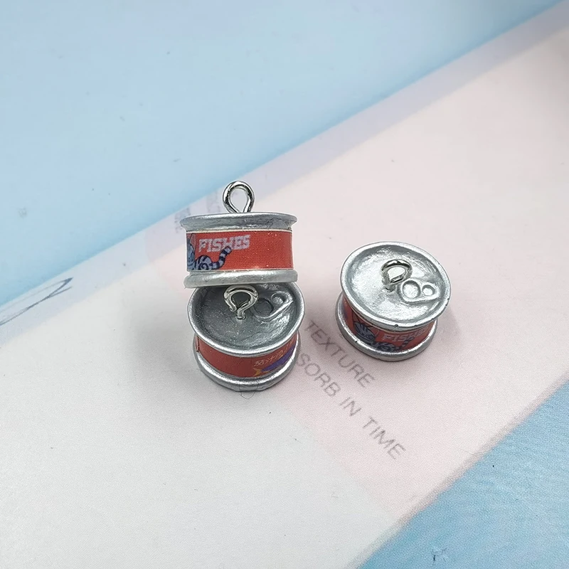 

10pcs Cute Lovely 3D Cat Food Can Resin Charms Pendant for DIY Earring Keychain Jewelry Making Dollhouse C783