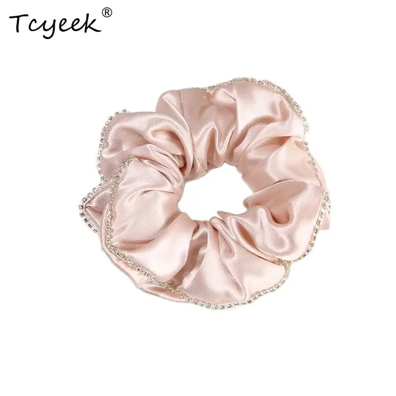 

Tcyeek, 5 см, 19 мм, 100% натуральный шелк, французская бриллиантовая лента, бесследные милые кольца для волос, веревка для волос для вьющихся волос A47034QC