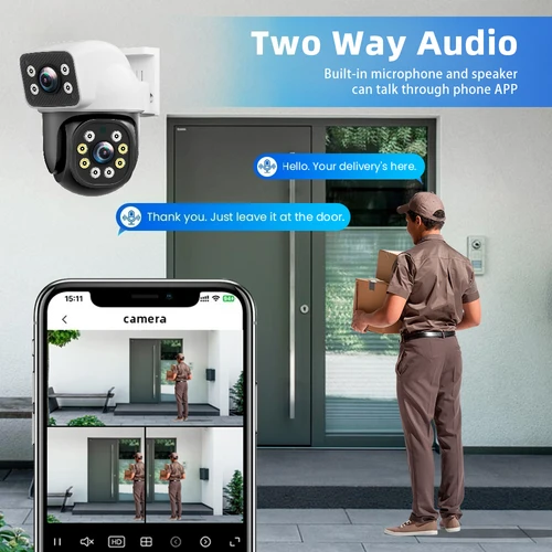 Imagen 2 del producto IPC360HOME 10X Zoom 4K 8MP lente Dual WIFI PTZ 4MP cámara de seguridad de doble pantalla cámaras de vigilancia de visión nocturna a Color para exteriores