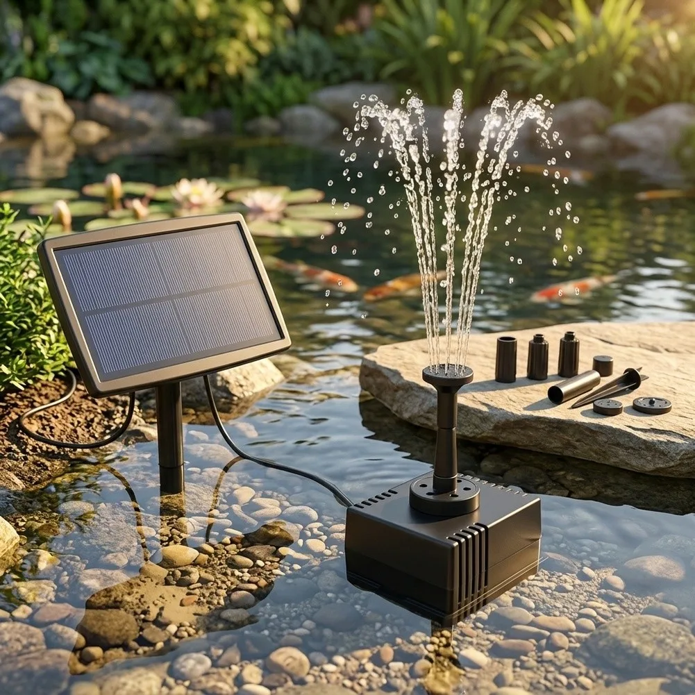 Garden Decor for Solar Pond Pump 7V Solar Powered Pump Efficient Water Circulation Pump Cleaner Black 180L H Flow Rate