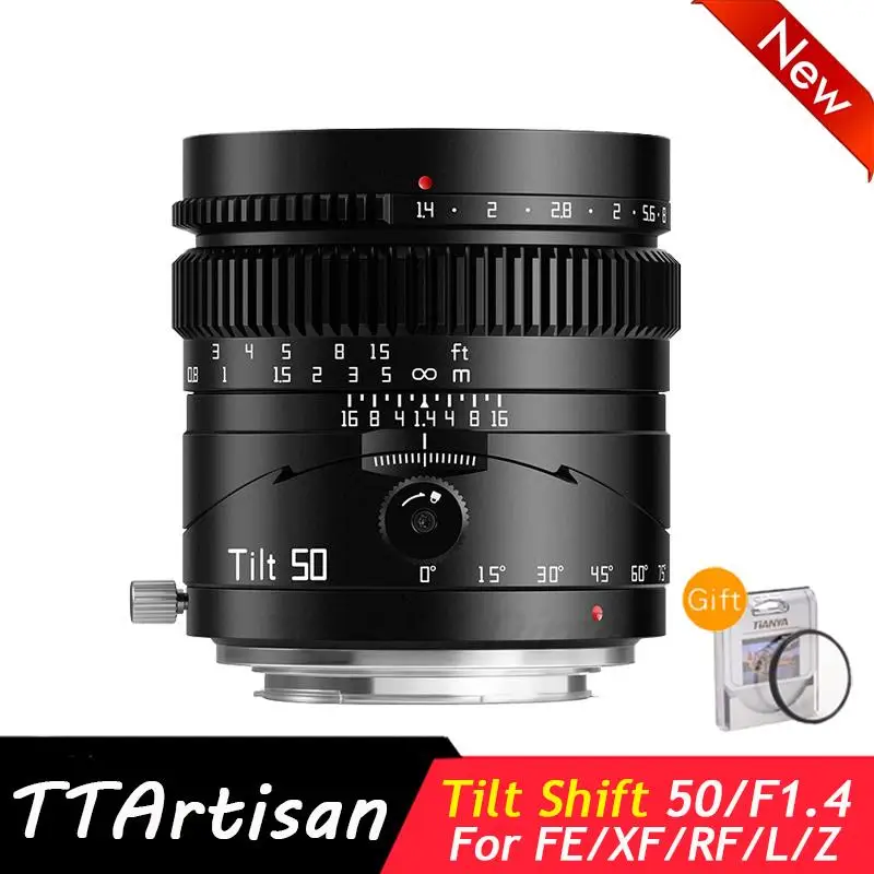 TTartisan 50mm F1.4 Full Frame Tilt Lens MF Tilt Shift Lens for Leica Sigma Panasonic L Mount SONY FE Mount Cameras A7 IV A7SIII