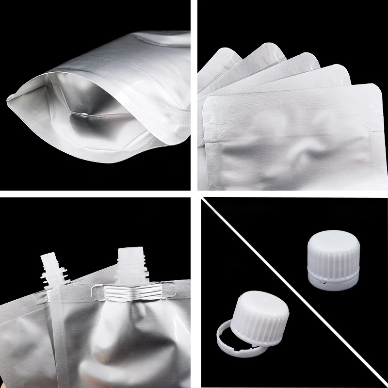 StoBag Wholesale Aluminum Foil Liquid Package Nozzle Drinking Bags Juice Beverage Milk Sealed Stand Up Storage Reusable Pouches