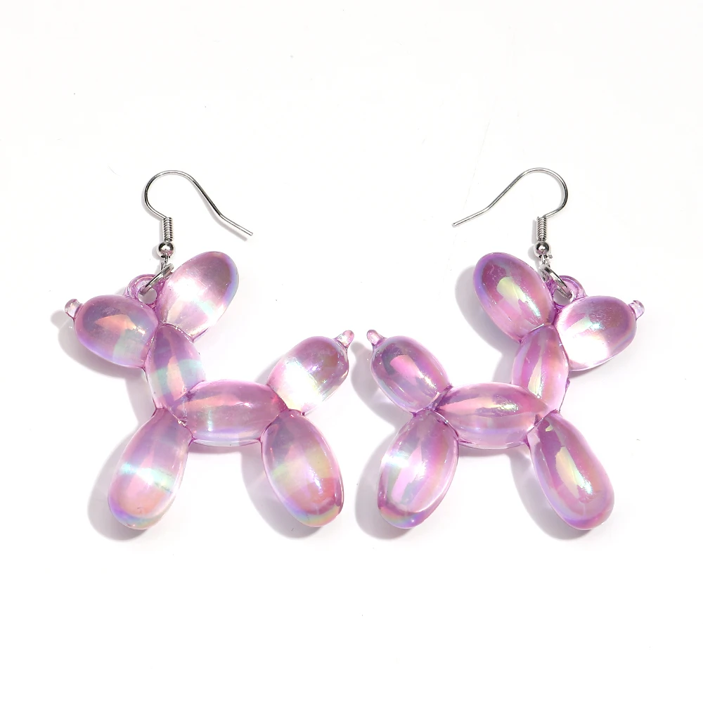 New Trend Balloon Colorful Dog Drop Earrings for Women Personal Iridescent Creative Balloon Cute Dog  Earrings 2025 Jewelry