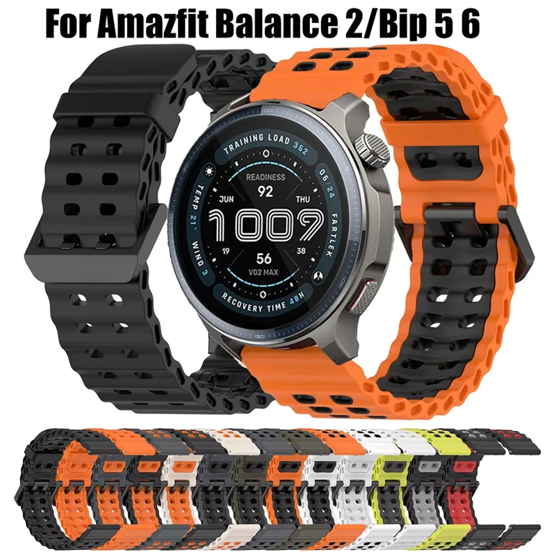 Pour Amazfit Balance 2 1 bracelet de montre bicolore en Silicone pour Amazfit Bip 6 5 5 Unity/GTR 4 3 2 47mm/Cheetah Pro-Round 22mm bracelet de Sport