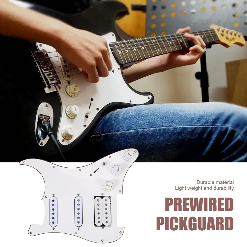 Лучшие предложения Электрическая Гитара Pickguard пикапы загруженная Предварительно Проводная царапина в сборе 11 отверстий SSH белый