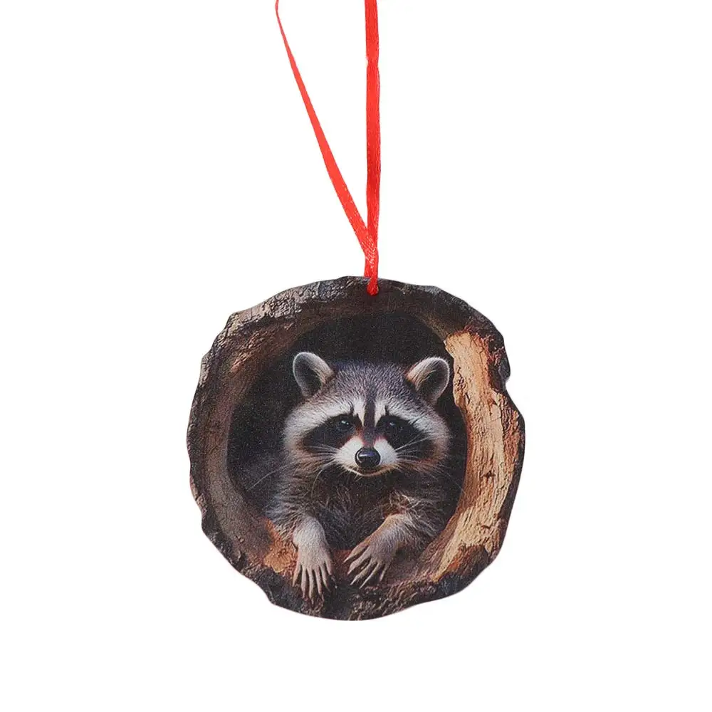 Acrylic Christmas Ornaments Forest Animal 2D Flat Animal Christmas Pendant Animal Lovers Cute Pattern Christmas Tree Hanging