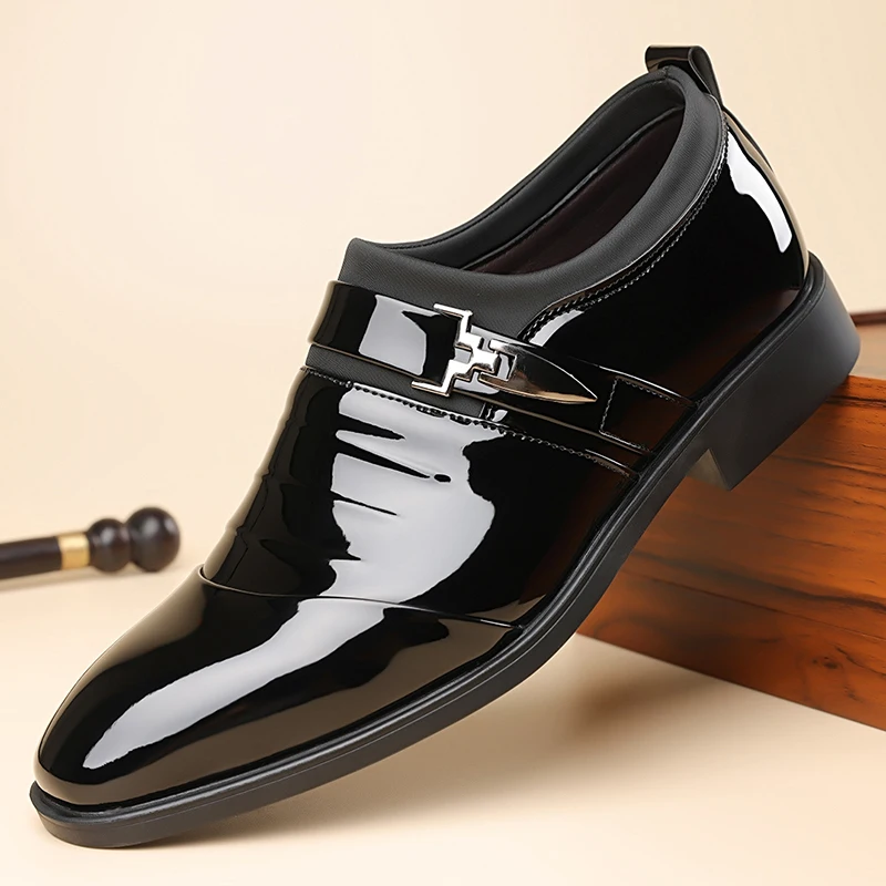 

Men's British Style Slip-On Derby Shoes Business Formal Soft Sole Breathable Leather Shoes-HT185
