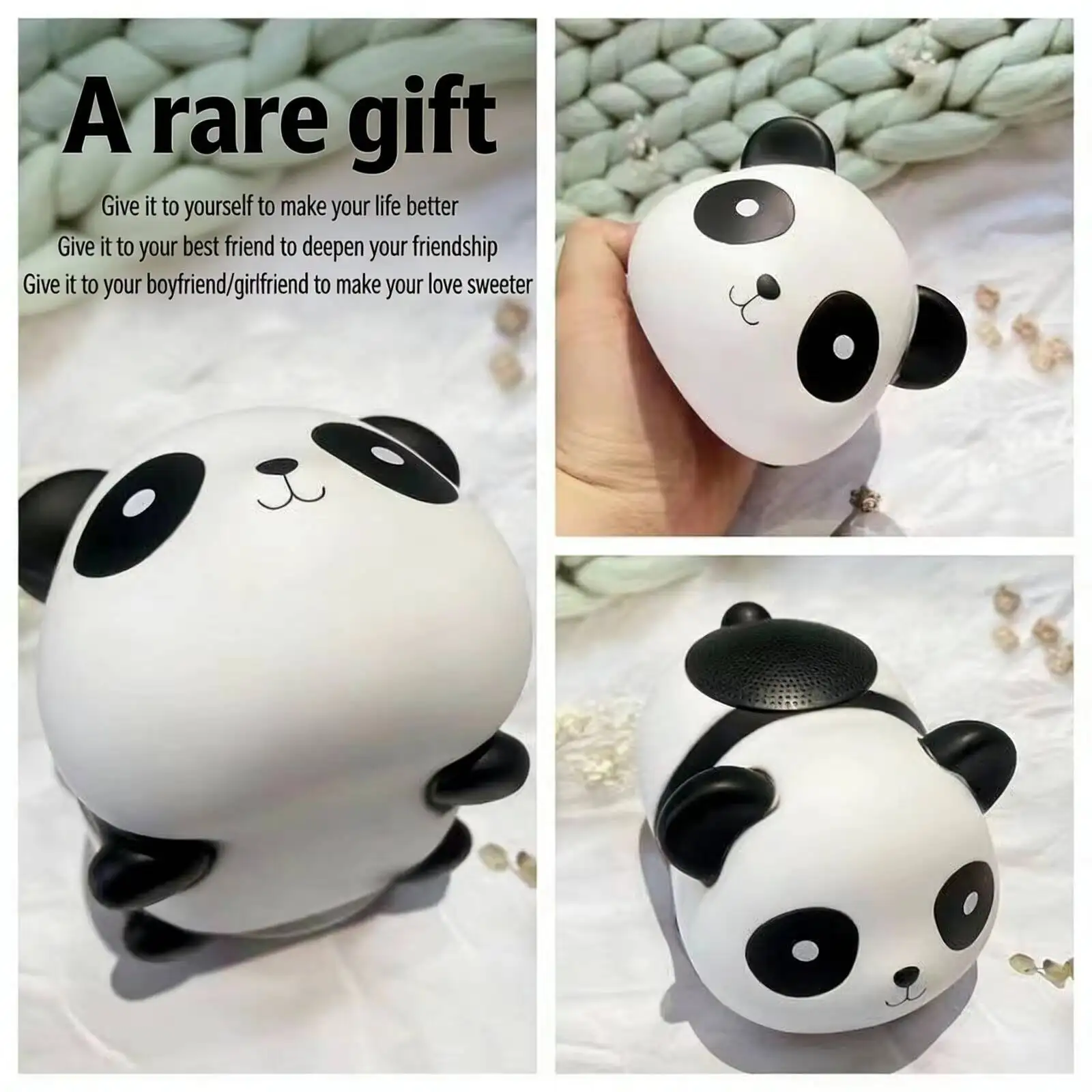 

Adorable Mini Panda Bluetooth Speaker All-in-One TF/USB/FM Type-C Long Battery Gifts for Kids Desktop Decor Music Companion