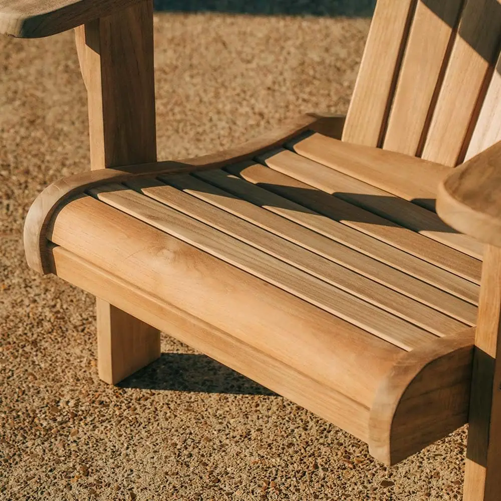 Silla Adironda de teca Ash & Ember Savannah Grado A, salón de patio resistente a la intemperie con asiento y respaldo suavemente curvados, para terraza,