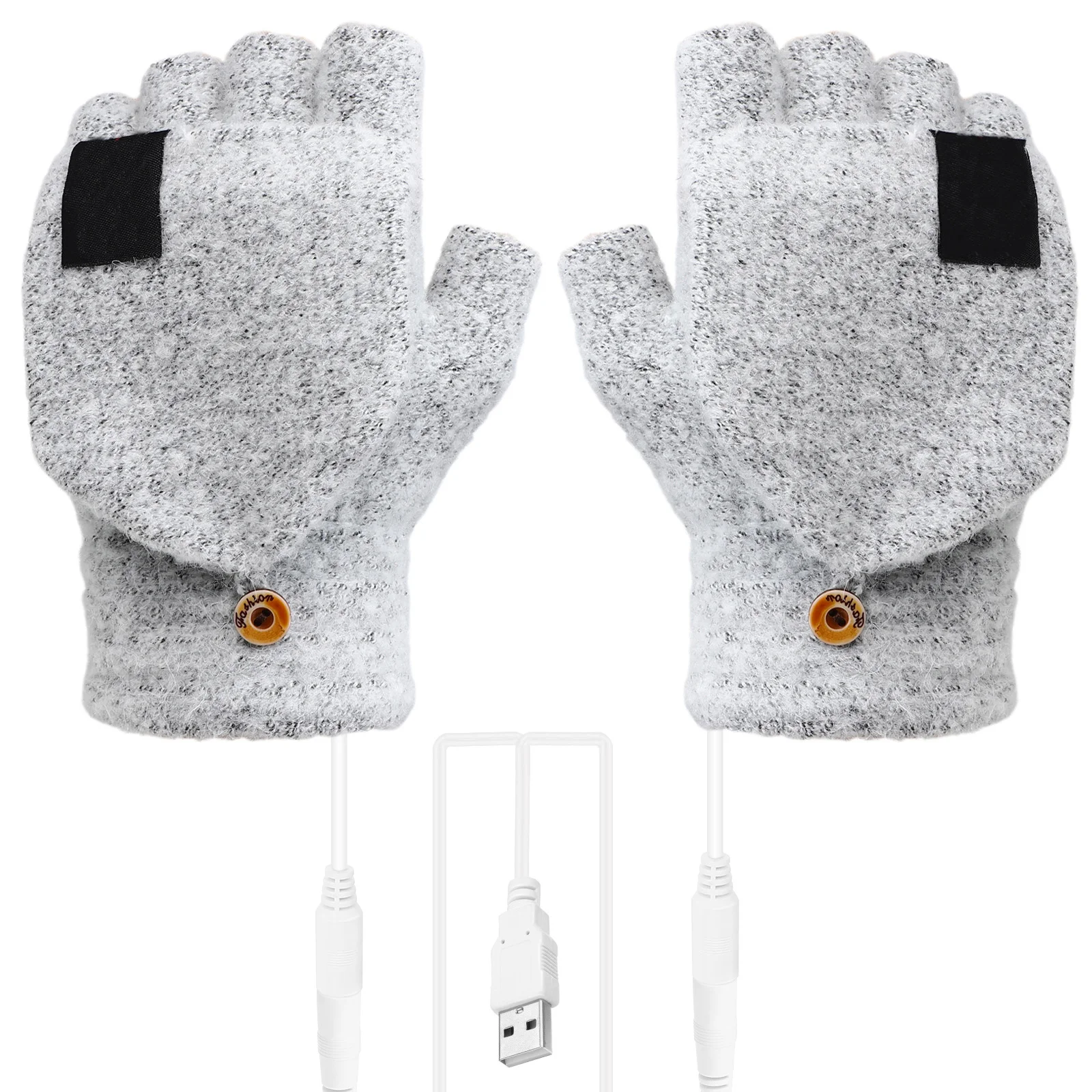 

Heated Gloves Polyester Fiber Electric Warm USB Mittens Winter Camping Hiking Gloves Men Women Full Half Finger