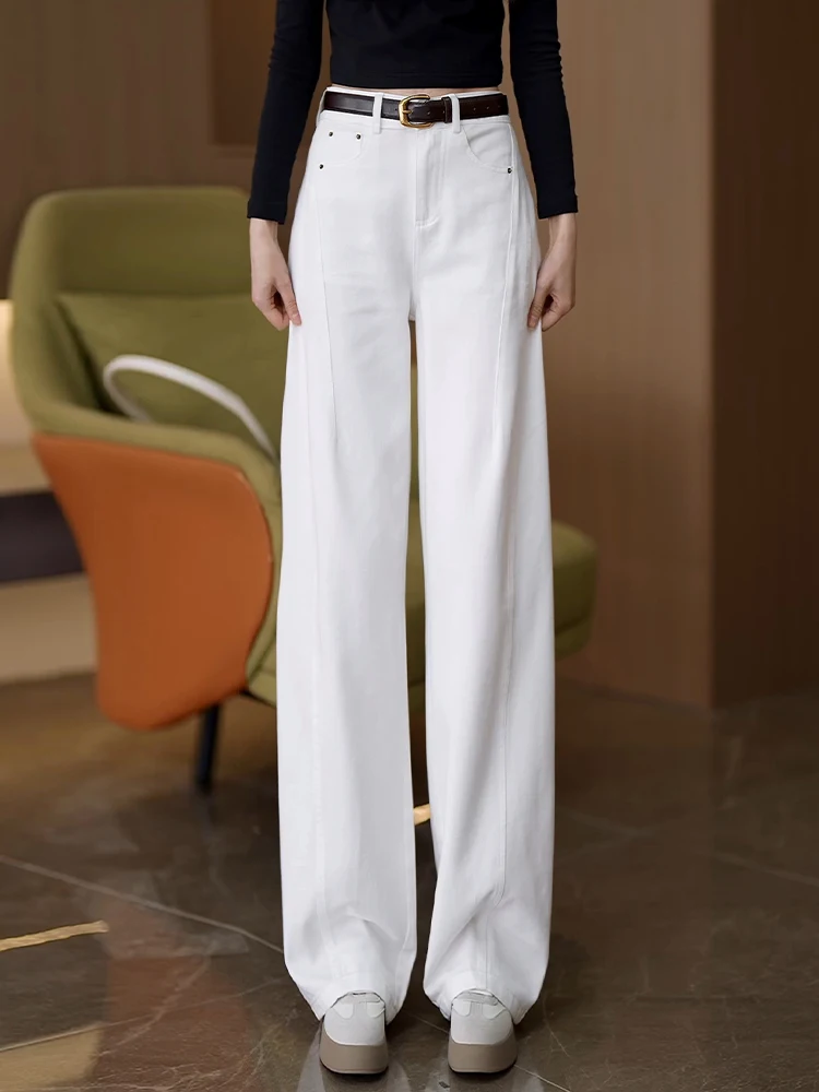 

High Waist Wide Leg Cotton Denim Jeans Women's Spring Autumn New Style Loose Casual Pants Slim Straight Knife Pants