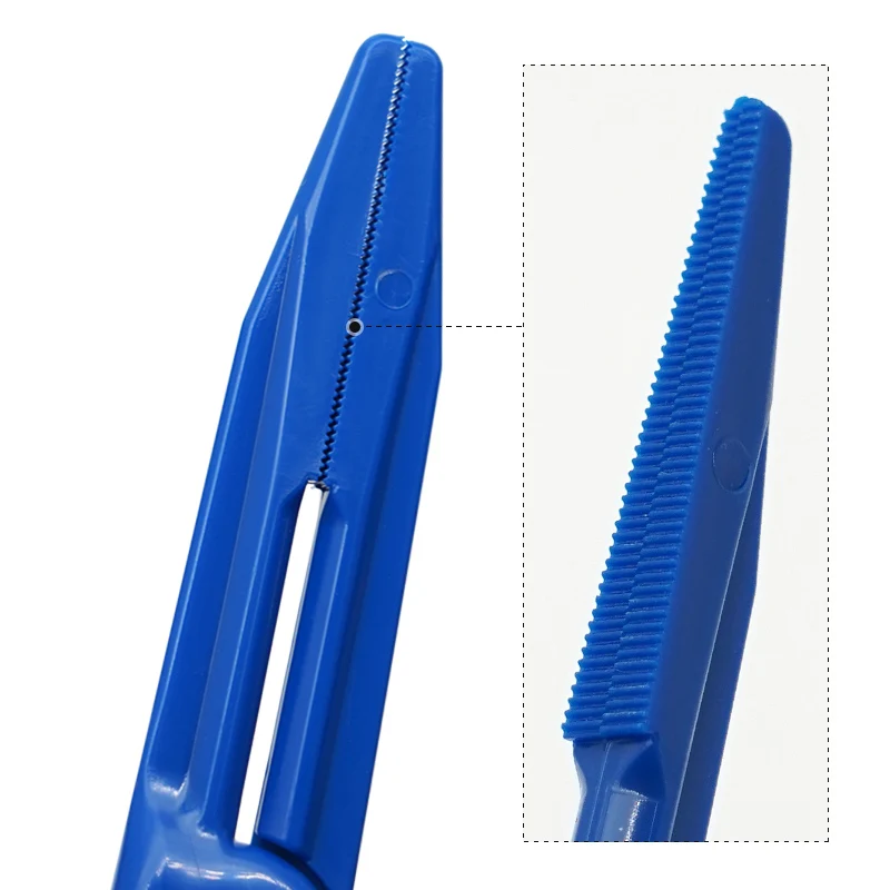 12 قطعة/المجموعة/مجموعة ملقط مرقئ للاستعمال مرة واحدة مقص بلاستيكي أزرق لملقط جراحة الأسنان معدات طبية أدوات طبيب الأسنان