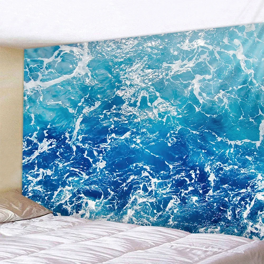 Ocean Waves Tapestry Vibrant Blue Sea Art Bedroom Decor Enhance Your Space Calming Coastal Vibes