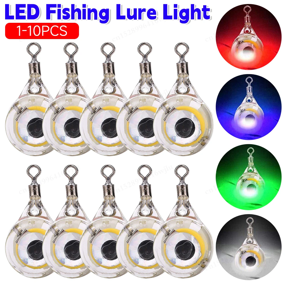 

LED Attracting Fish Light Eye Shape Fishing Lure Light Underwater Eye Shape Fishing Squid Fishing Bait Luminous Lures 1-10PCS