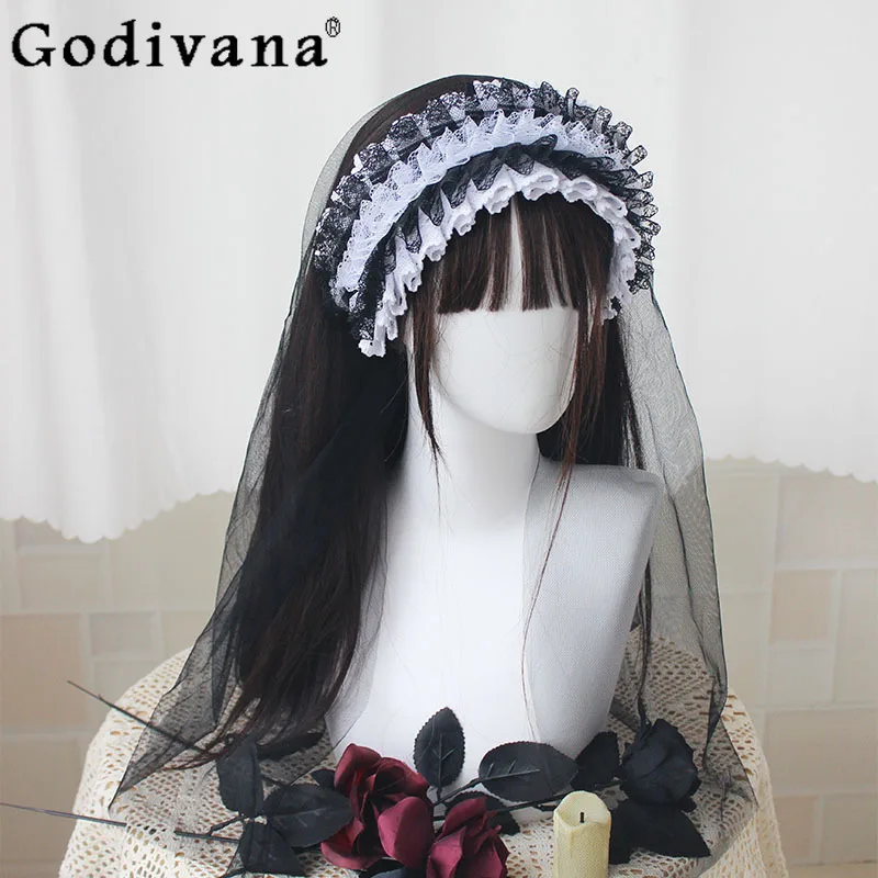 

Original Gothic Style Dark Lolita Headscarf Women's Y2K Hairband New Headwear