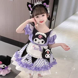 Śliczne kreskówki Kuromi sukienki księżniczki Sanrio Kawaii sukienki dla dzieci letnie Anime Lolita impreza plenerowa prezenty urodzinowe dla dzieci