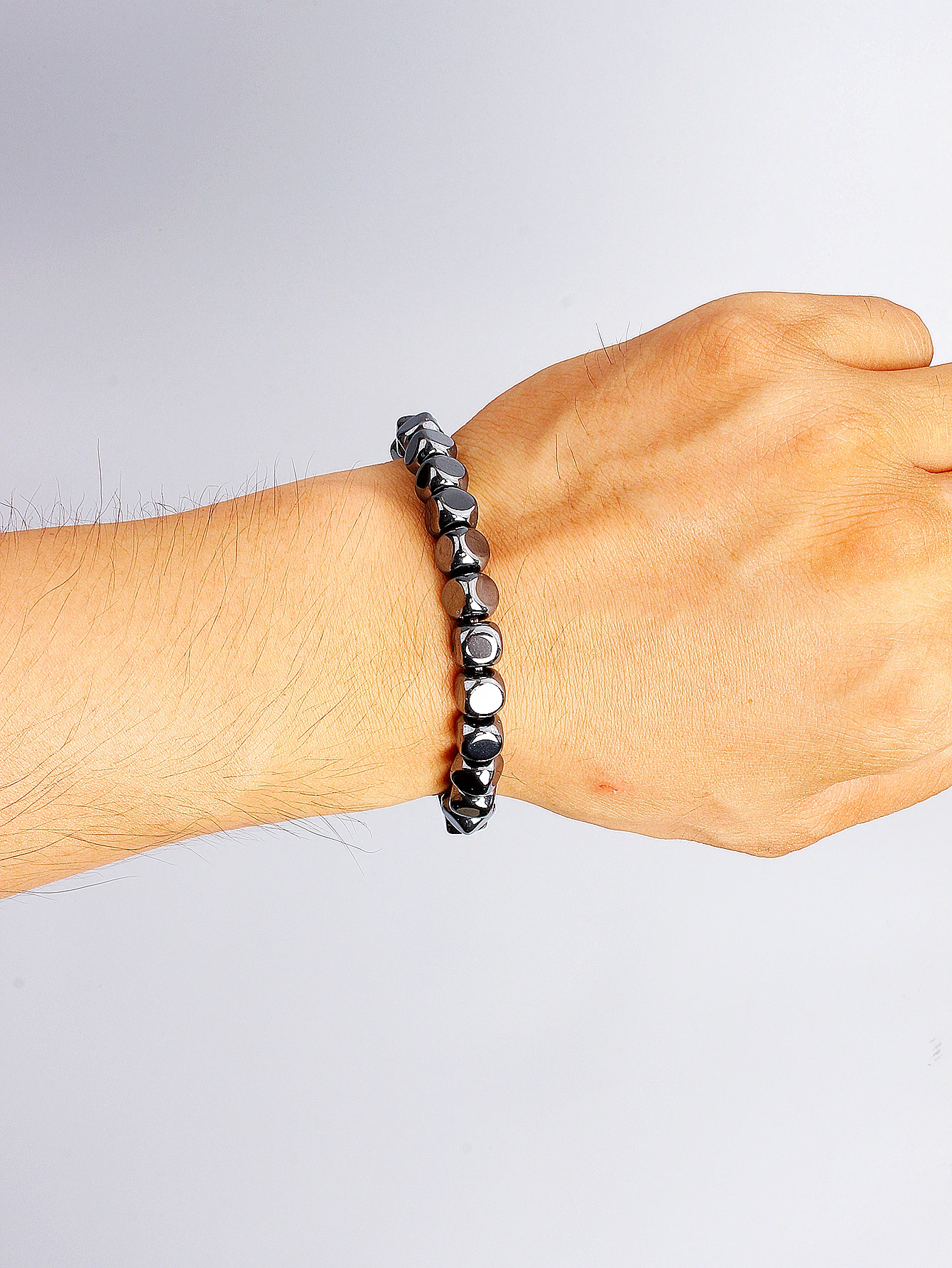 Men's Hematite Charm Bracelet Natural Stone Cube Beads Adjustable Black For Vigour Strength Protection And Grounding Jewelry New