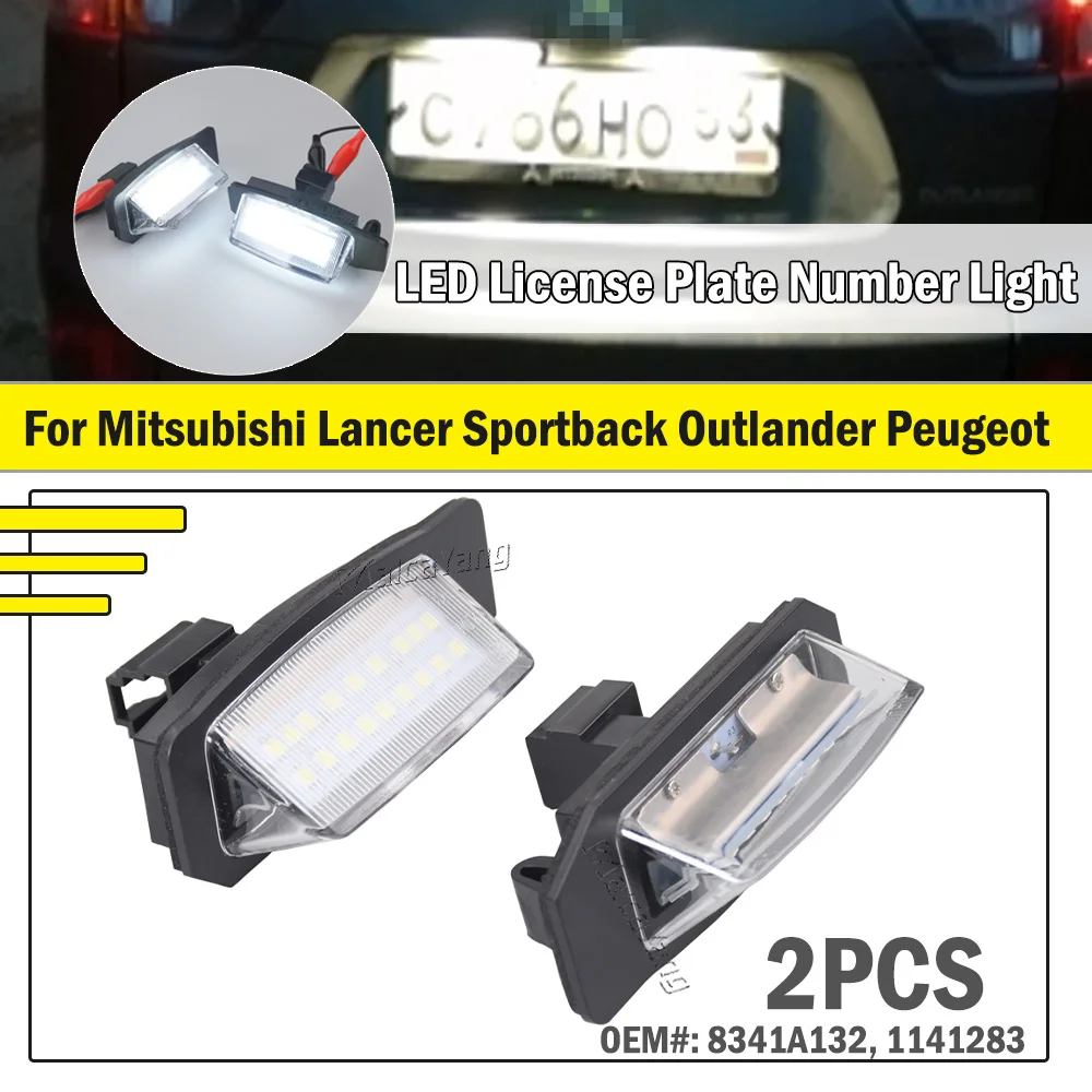 For Peugeot 4007 ION Citroen C-Crosser C-Zero Mitsubishi Outlander Eclipse Lancer White LED Rear License Plate Lights No Error