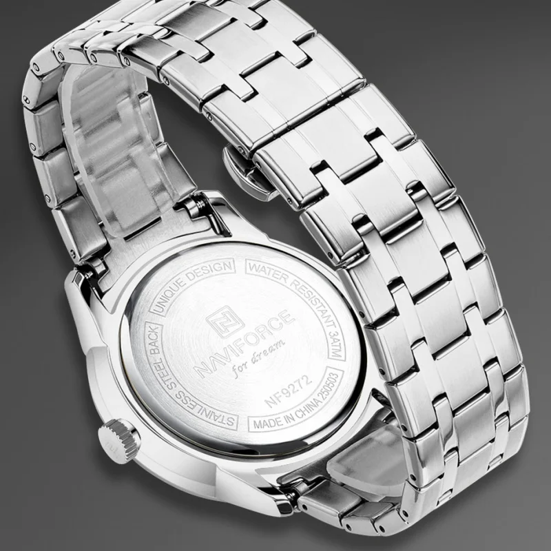 NAVIFORCE メンズ腕時計 クラシック ステンレススチールストラップ 3ATM 防水 カレンダー ミニマリストダイヤル メンズクロノグラフ腕時計 NF9272S