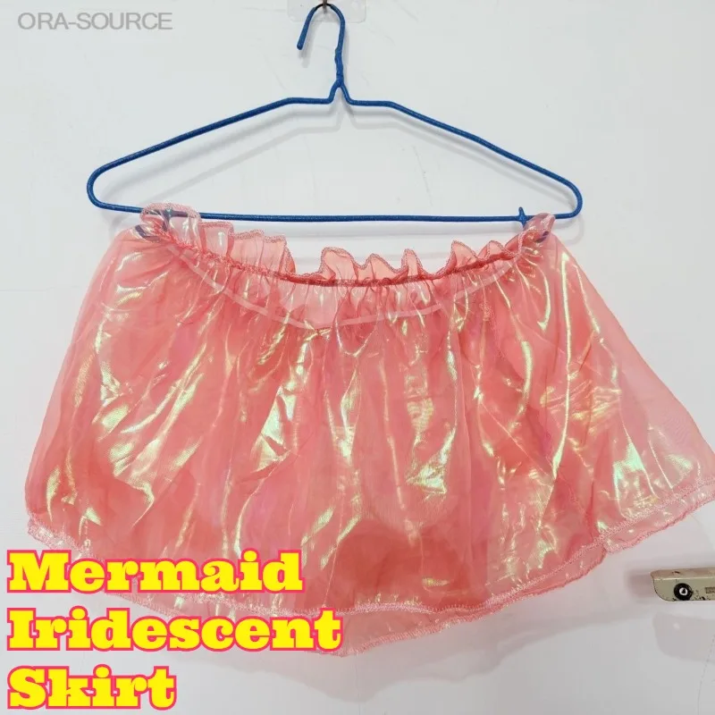 Rose Red Mermaid Iridescent Sexy Mini Skirt Women 30cm Length High Waist Bodycon Slim Fit Fashion Party Clubwear Elegant Summer