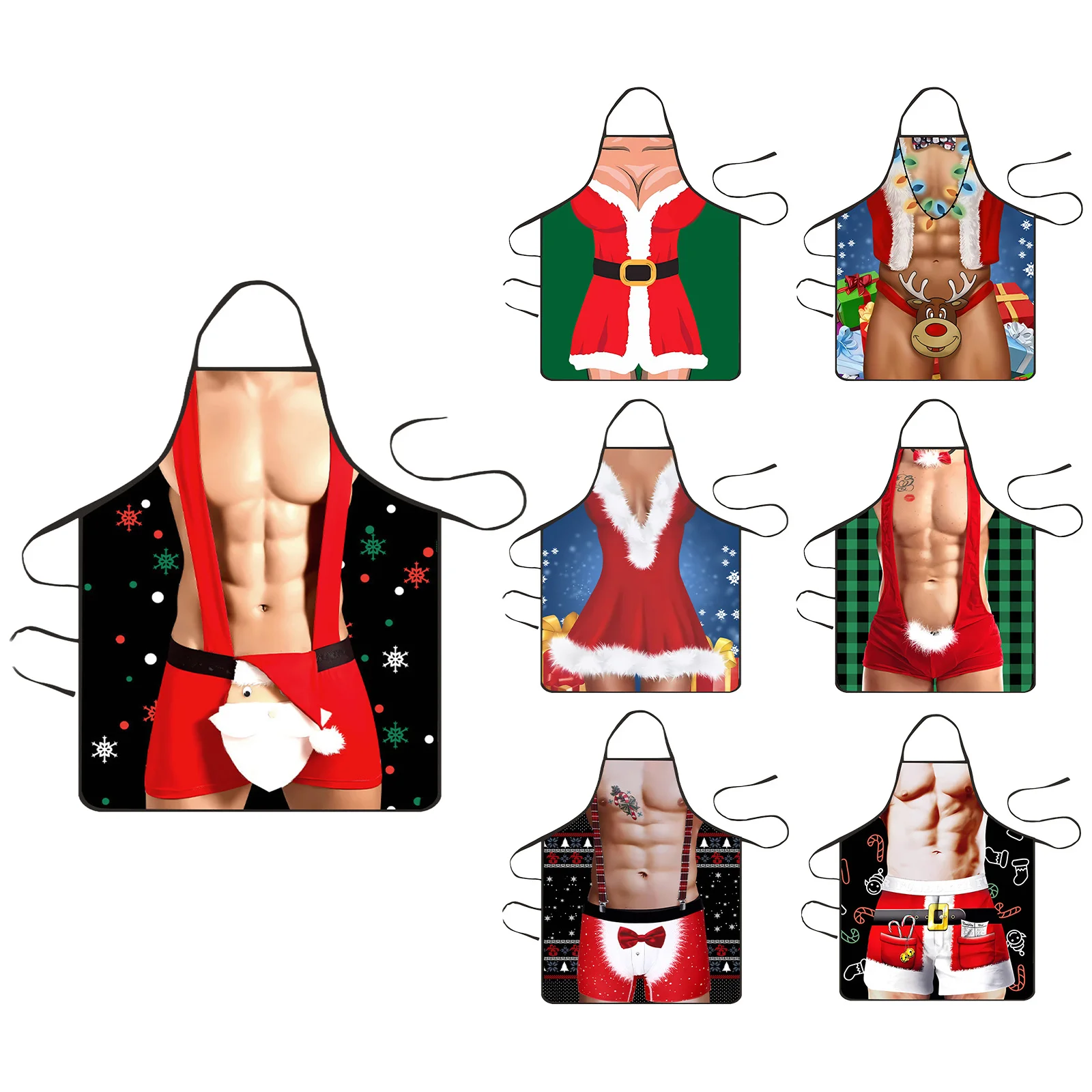 Womens Mens Christmas Aprons Cooking Funny Naughty Waterproof Santa Claus Apron Kitchen Halloween Party