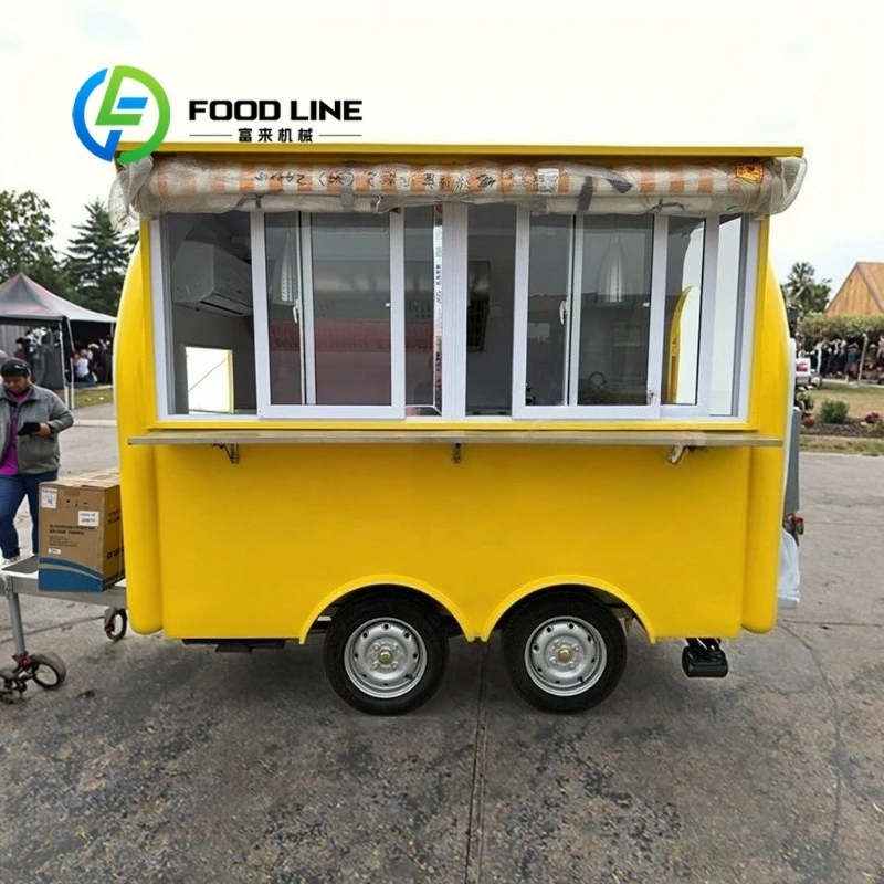 شاحنة طعام متنقلة مجهزة بالكامل، عربة مقطورة لمطعم بيتزا هوت دوج للبيع حسب الطلب #1