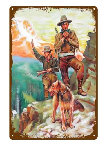 Heading Out hunting hunters Philip Goodwin metal tin sign affordable wall art