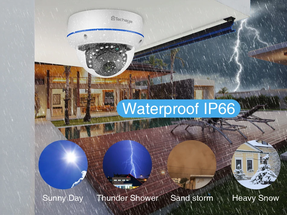 Picture 4: Techage 16CH 5MP PoE Camera System NVR Kit Smart Home Dome IP Camera H.265 One-way Audio P2P Video Surveillance CCTV Security