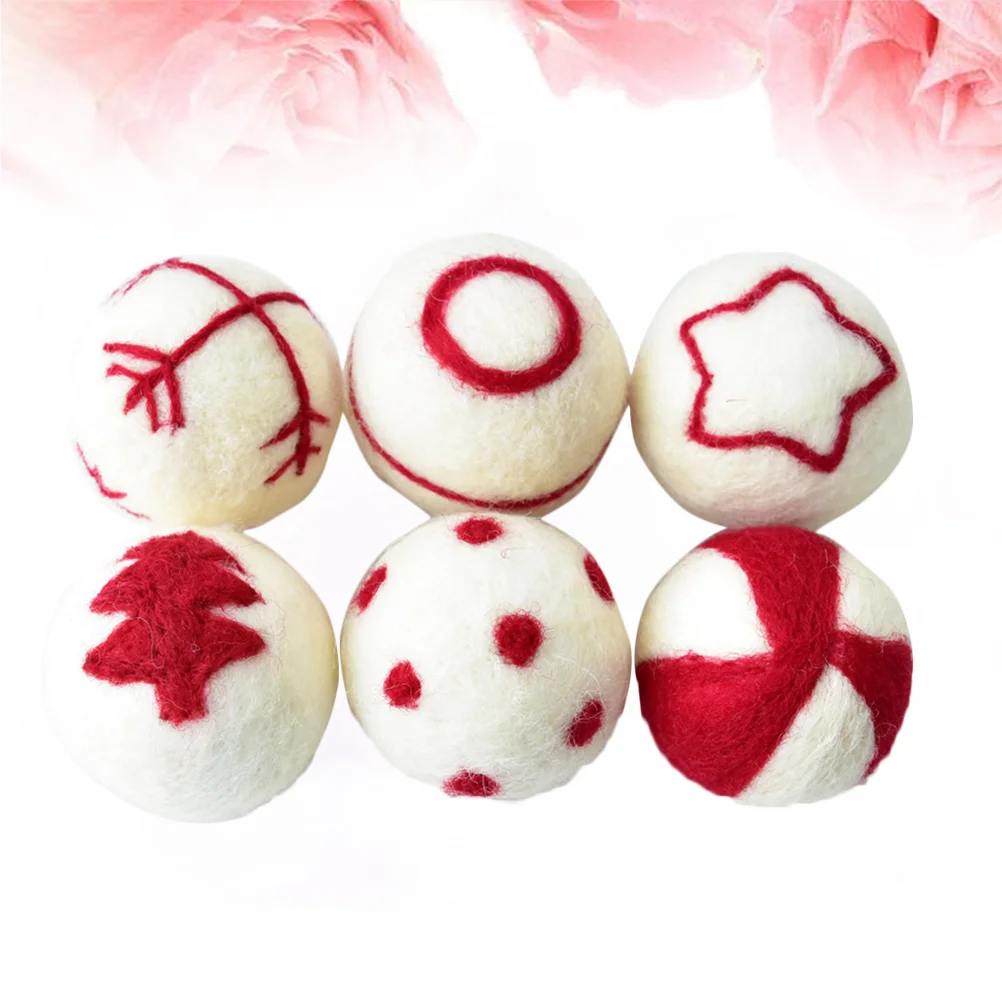 6 Pcs Wool Ball Hanging Christams Decor Felt Christmas Decorations Pendant for Tree