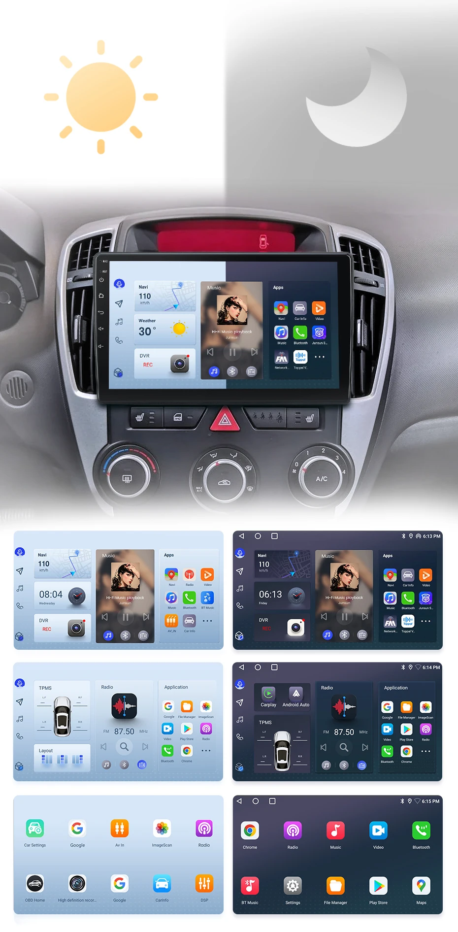 Junsun Wireless Carplay Android Auto Autoradio für Kia Ceed 2007-2009 GPS Multimedia 2 Din – Detail 6