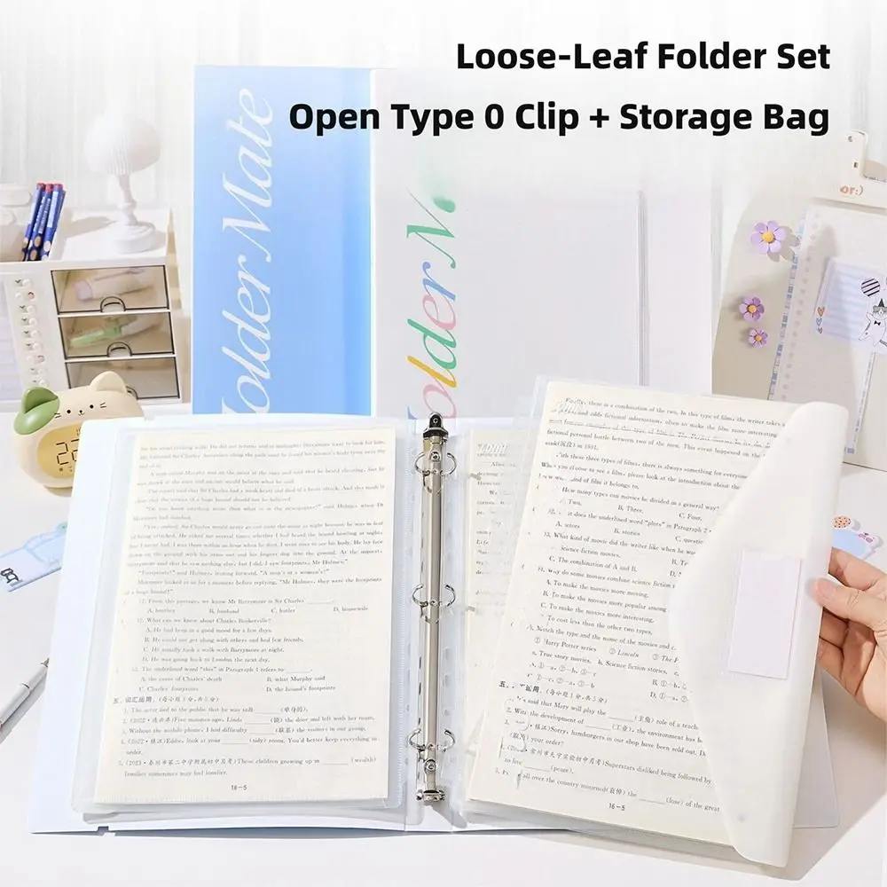 

New Loose Leaf A4 File Folder Detachable Transparent Data Book Students Stationery File Bag School Office