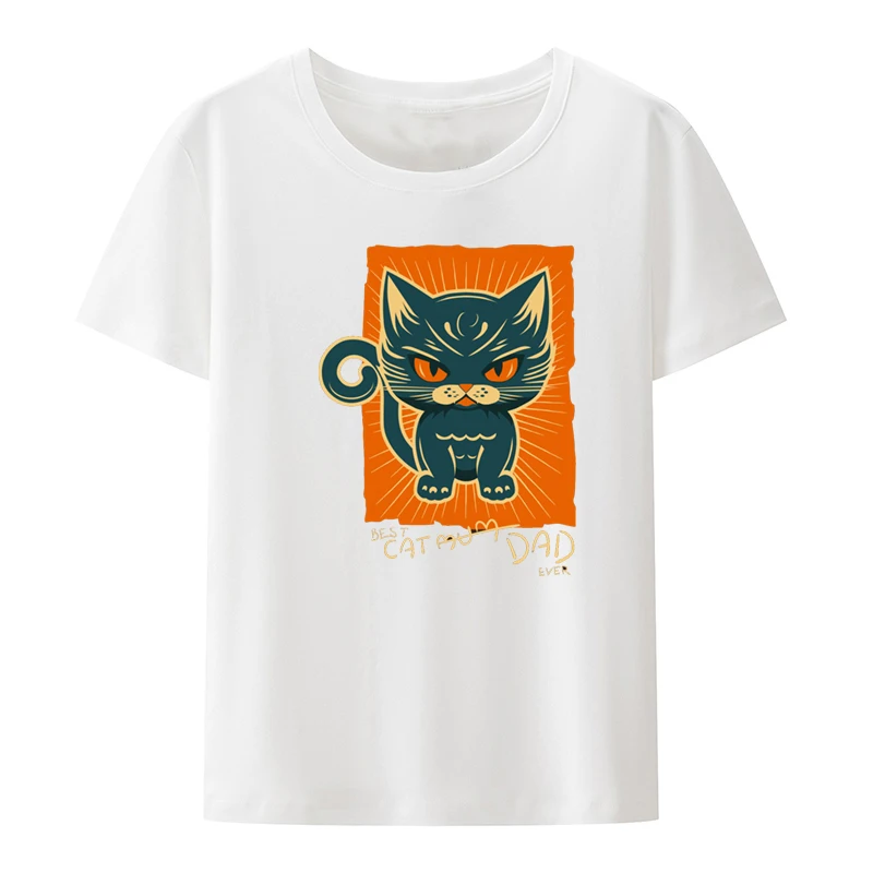 Cat Dad Funny Graphic Same Style Interesting Print T-shirt Creative Koszulki Roupas Female Clothing Street Fashion Slim Cute