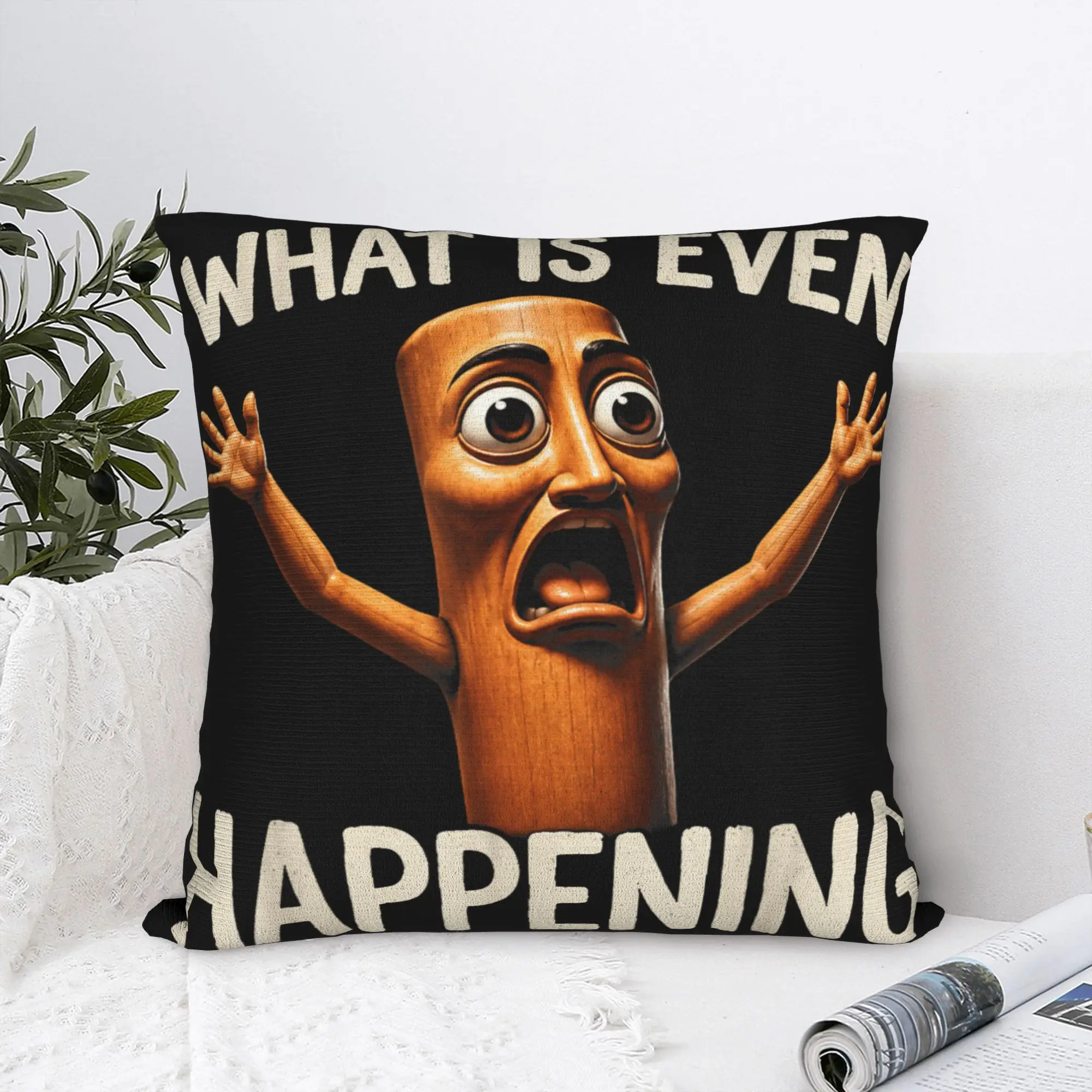 Pillow Cover What is Even Happening Funny Tung Tung Sahur Meme  Novelty Pillow Case For Couch Sofa Bedroom Pillowcases