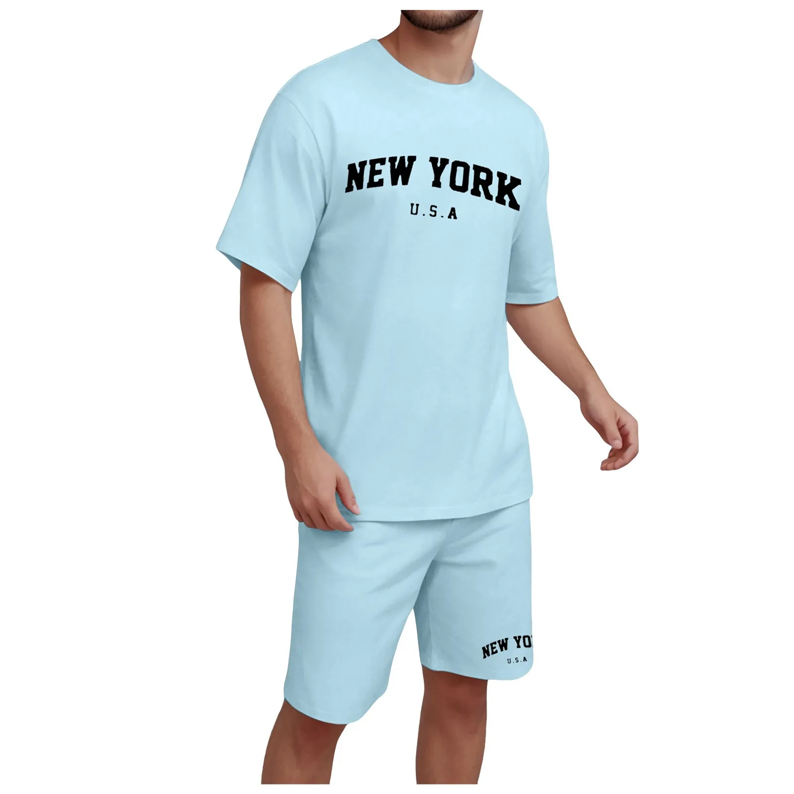 

Young Mens Suits Slim Fit Men's T Shirt Round Neck Short Sleeves Shorts 2 Pieces Men's Clothes And Exercise Sweat Suits for Men