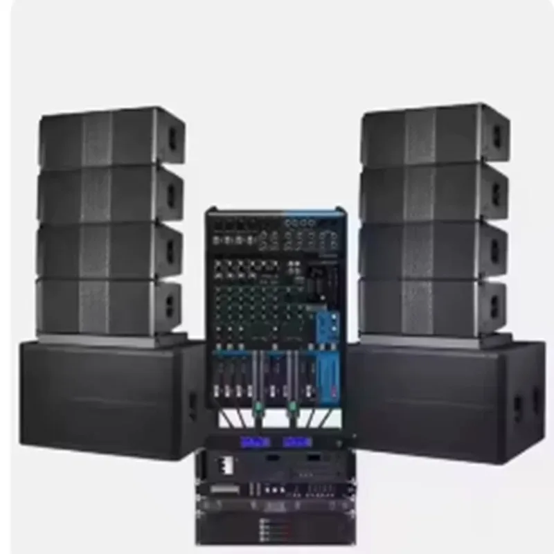 

Dual 18 Inch Subwo-ofer Line Array Pro Sound Speaker System with Power Amplifier Full Set for Professional Stage Music
