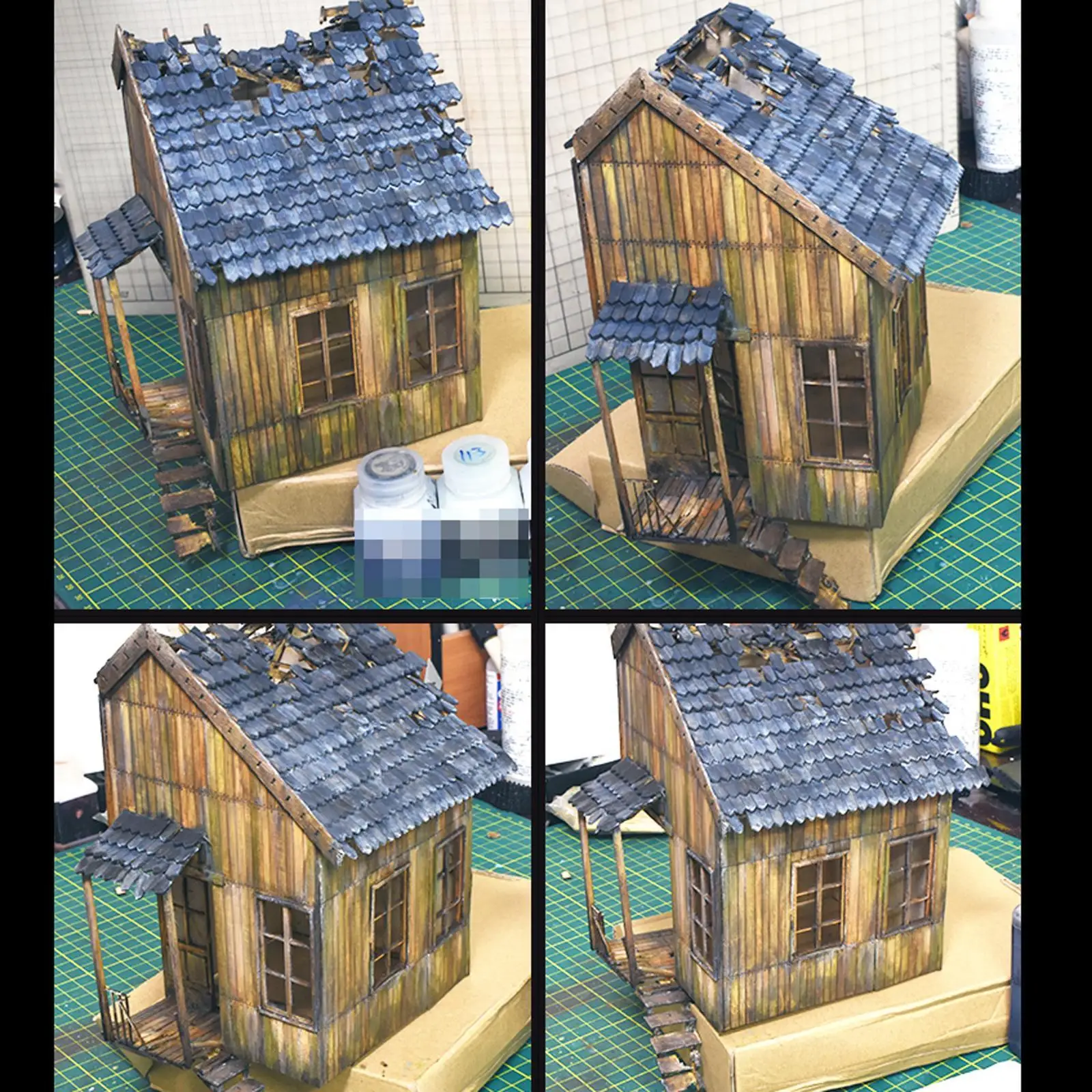 งานฝีมือ European Ruins House 1:35 Scale Miniature War Diorama