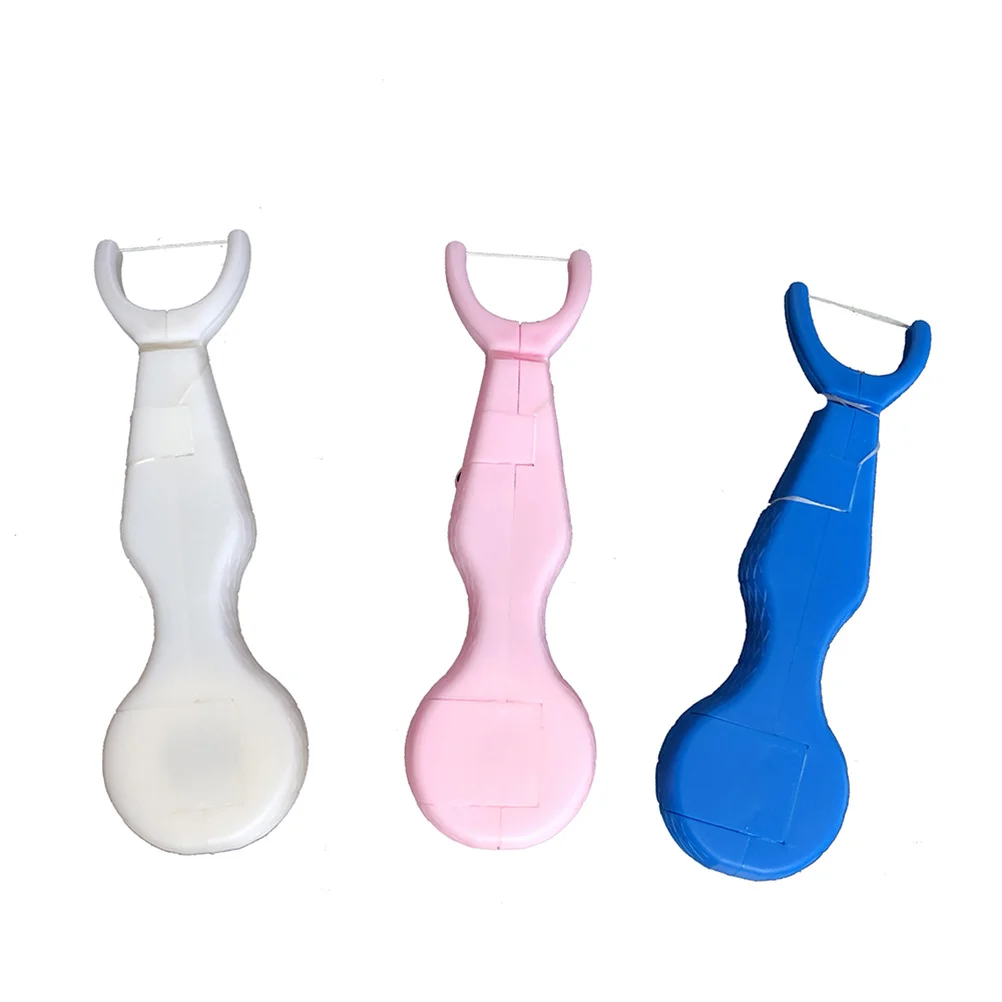 3Pcs Dental Floss Pick Deep Clean Wax Coated Strong Easy Insert Dental Flosser Reduces Gingivitis White Pink Blue