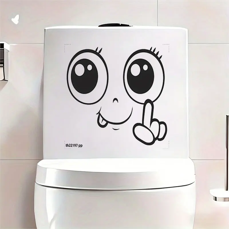 1Pc Fun Toilet Wall Sticker, with a Playful Big-Eyed Smiley Face Design, Suitable for Toilet Seats, Bathroom Glass, Washbasins, Refrigerators, Furniture, Desks, Cabinets, Doors and Windows, and Wall Decals. Fun and Attractive Stickers That Are Practical and Easy to Use, Creating a Warm and Fun Space. a Creative and Thoughtful Gift for Family, Friends, and Loved Ones