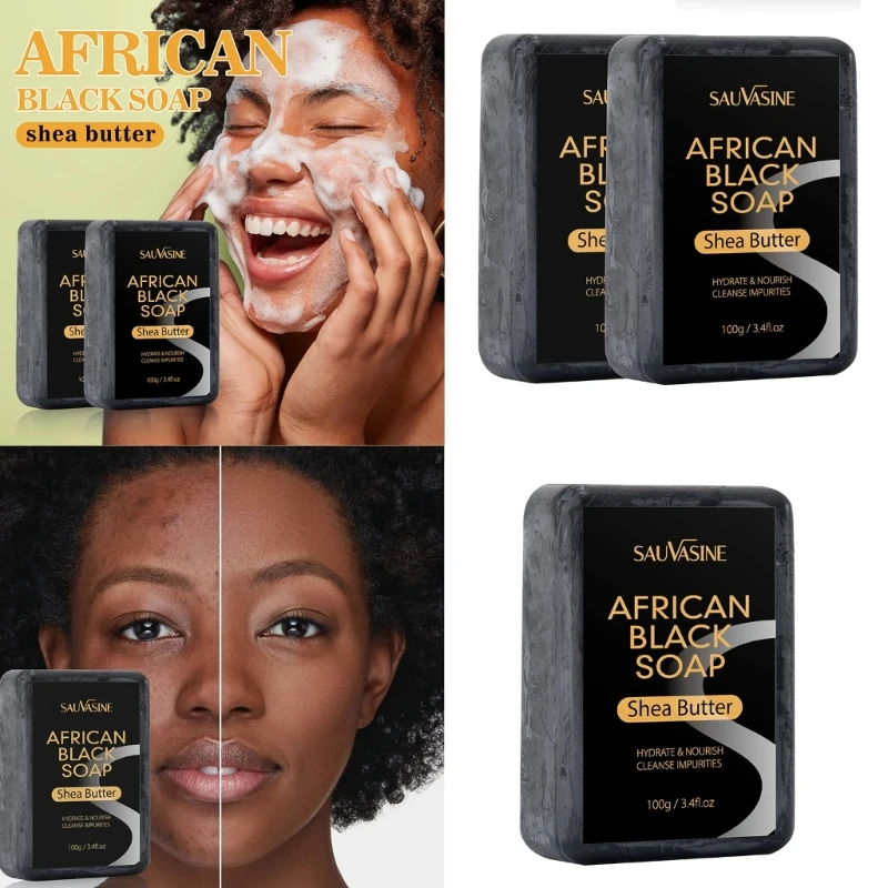 Natural African Black Soap Organic Soap Bars Hand Soap Face Soap Cleanser Nourishing Triple Milled Soap for Women Dropshipping