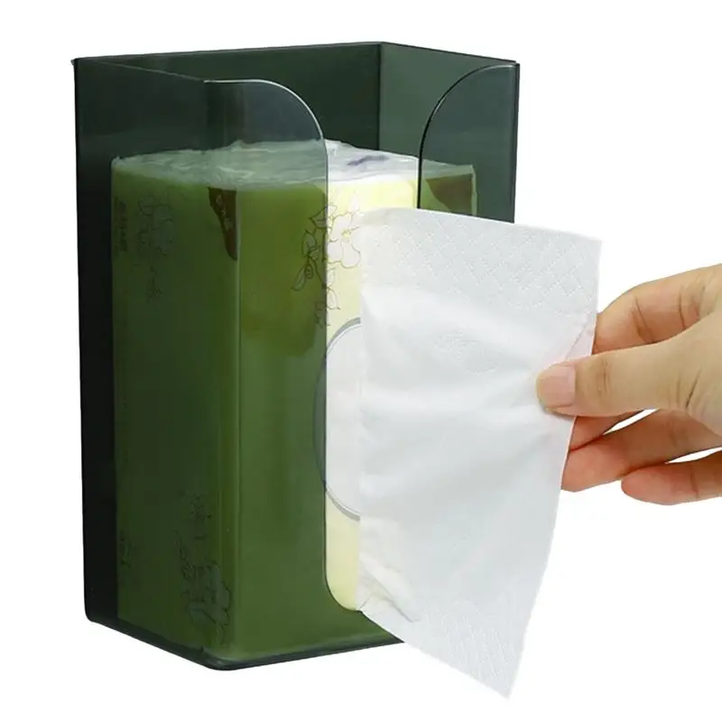 Wall Mounted Tissue Box Rectangular Wall Tissue Case Without Nails Wall Tissue Holder For Living Room Bathroom Kitchen Office