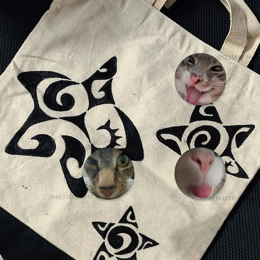 Funny Cat Meme 32 58mm Anime Handmade Round Brooch Exquisit Enamel Lapel Pins for Gift Clothes Hat Backpack Accessorie