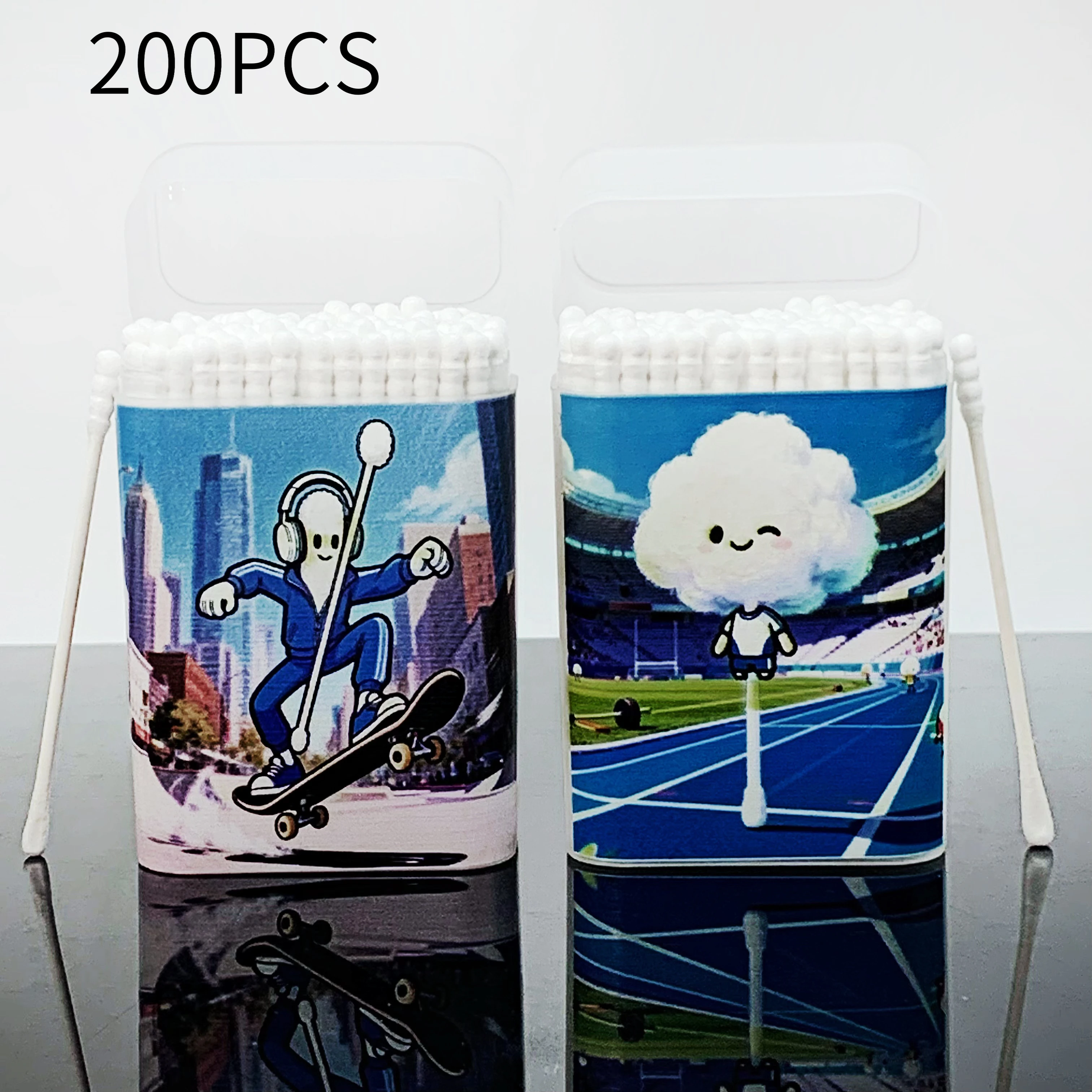 200 قطعة من مسحات القطن الرياضية على شكل كرة القدم، مسحات قطنية رياضية للتزلج، مسحات رفيعة، مسحات قطنية